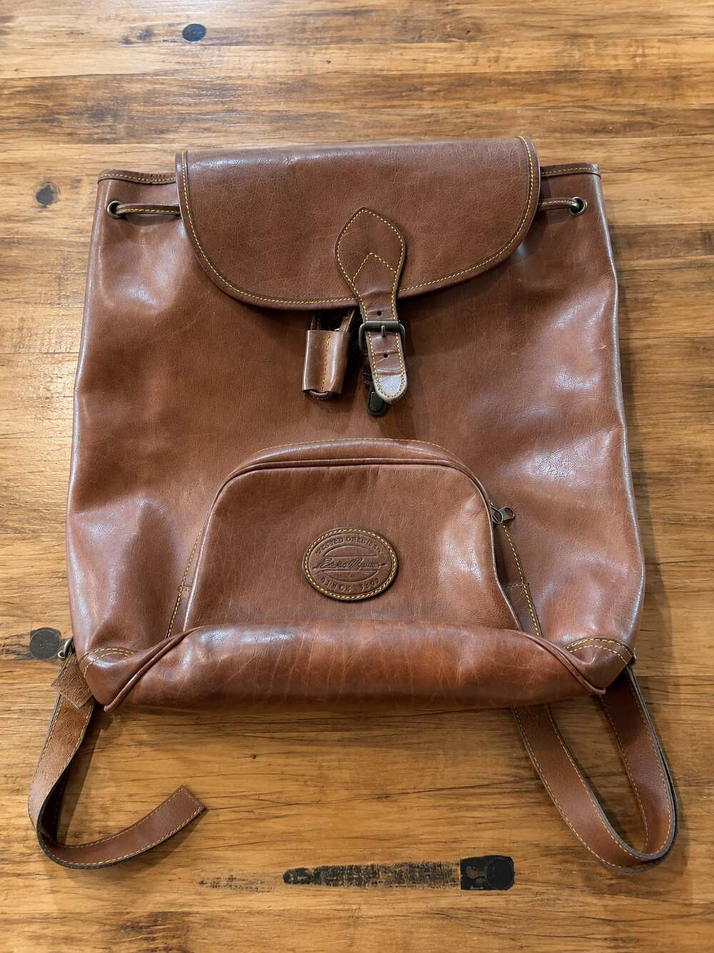 Vintage Eddie Bauer Leather Backpack Purse (g27)